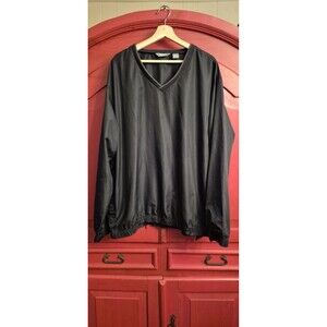 Izod Golf Pullover Men XXL Windbreaker Black Long Sleeves Mesh Lining Activewear